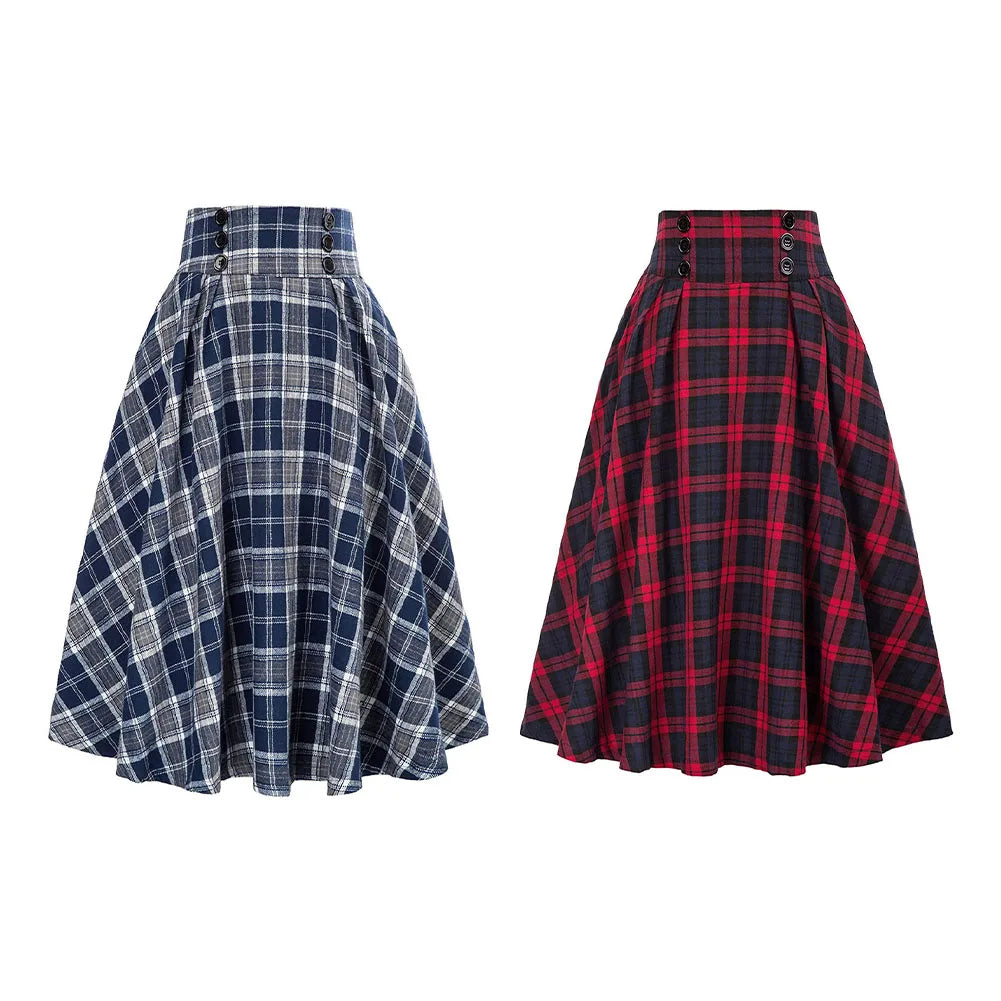 High Quality Widely Applicable Affordable Skirt Women Skirt High Waist Elegant Ladies Loose Dress Women Tartan Check Plaid