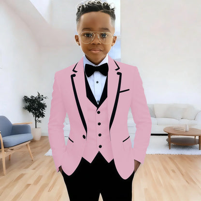 Fashion Formal Wear Suits For Boy (Jacket+Pants+Vest) Notched Lapel 3 Pieces Kids Flower Boys Wedding Party Dress Blazer Sets
