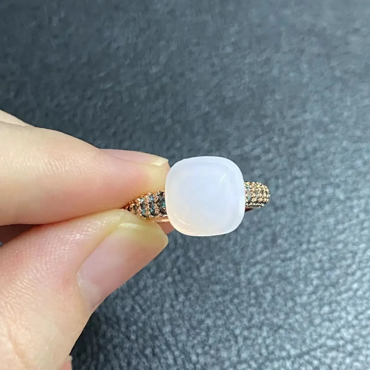 10.6mm Topaz Ring For Women Inlay Light Blue Zircon Candy Water Drop Crystal Ring Rose Gold Plated Jewelry Gift