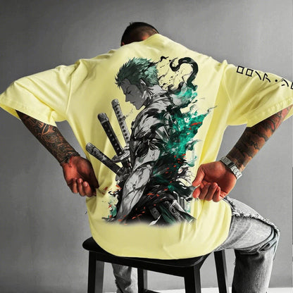 One Piece Zoro Anime Men's Short Sleeve T-shirt New Summer Cotton Streetwear Casual Top Graphic Tee Oversized Y2k Clothes Unisex