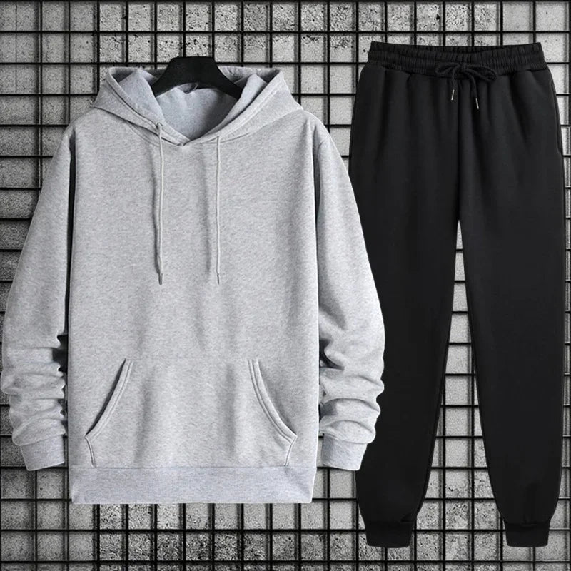 2025 New in Men's Sportswear Solid Color Hoodie + Sweatpants Urban Casual Fashion Tracksuit Fall/winter Comfort Warm Soft Outfit
