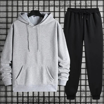 2025 New in Men's Sportswear Solid Color Hoodie + Sweatpants Urban Casual Fashion Tracksuit Fall/winter Comfort Warm Soft Outfit
