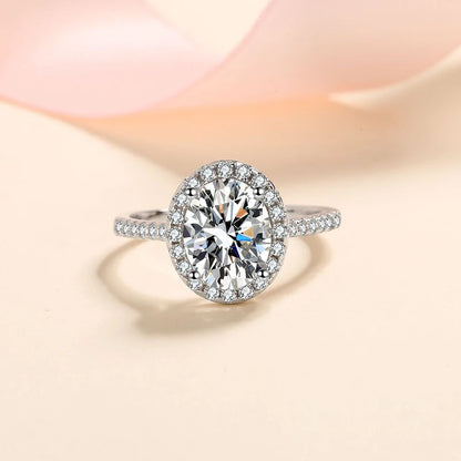 1CT 2CT D VVS1 Oval Cut Moissanite Rings for Women 925 Sterling Silver Lab Dimond Engagement Wedding Party Ring Wholesale