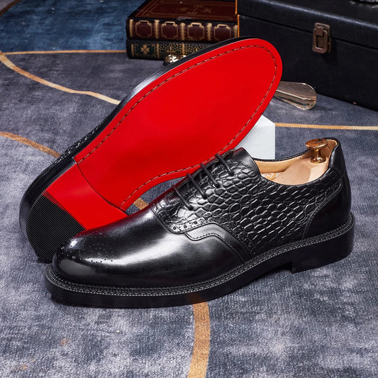 Men's casual shoes Brock Oxford shoes retro red sole genuine leather men's formal 2026 spring/summer new collection