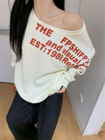Camiseta Y2K Sexy Oversize Feminina Streetwear Estampada Manga Longa Básica Blusa Feminina Outono 2025 Inverno Coreana Moda Camisa Oversized
