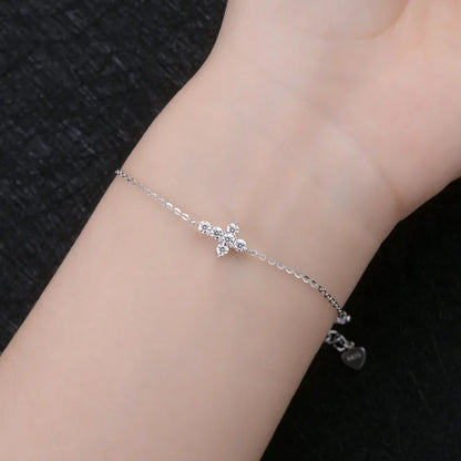 Full 0.06CT 2.5mm D Color Moissanite Jesus Cross Link Bracelet for Women S925 Silver Pass Diamond Test 0.36cttw Bracelets