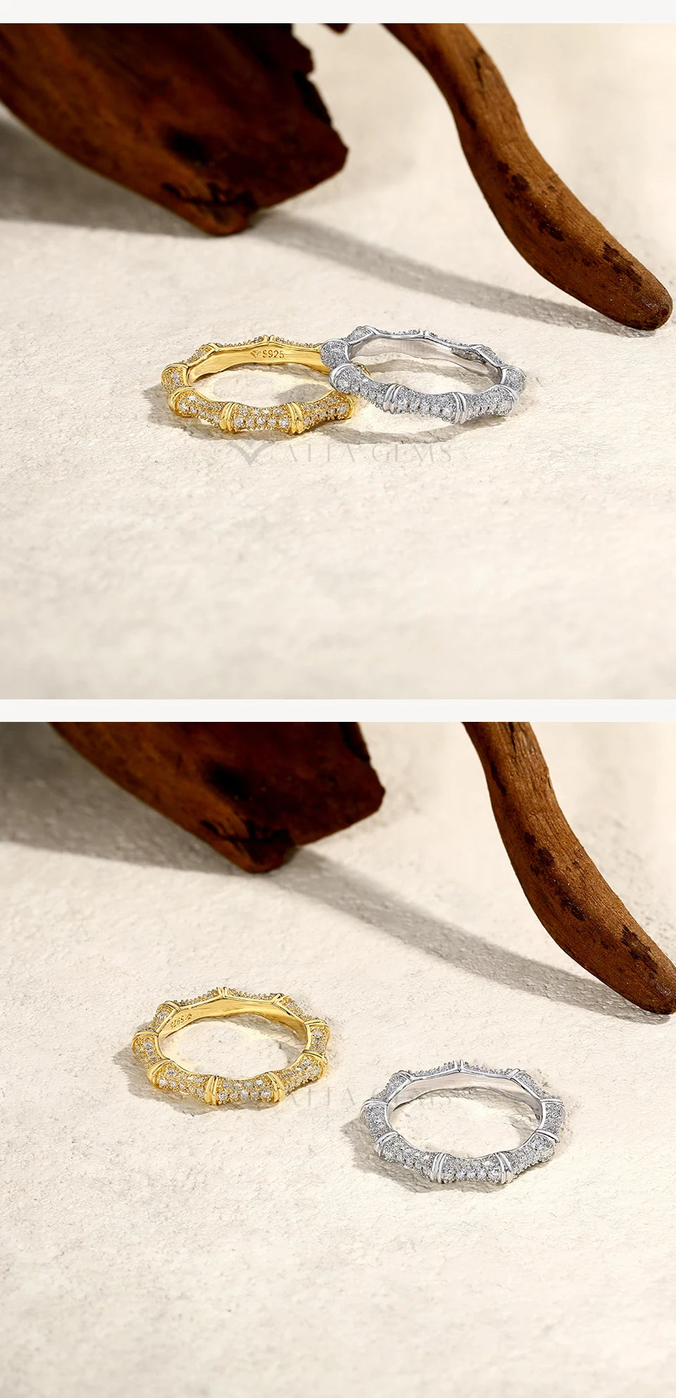 Sparkling Moissanite Ring Bamboo Design 925 Sterling Silver Women Rings Peace Good Luck for Birthday Party Gift Jewelry