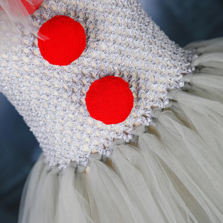 Halloween Clown Dress Kids Horror Movie Cosplay Costume Set for Girls Carnival Party Party Dress Up Clowns Clothing 3-10Yre