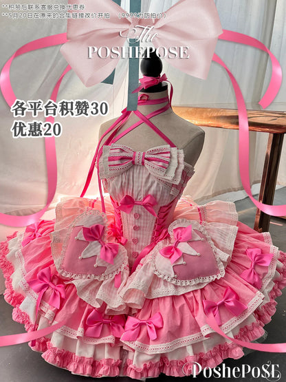 Girls Birthday Lolita Dress 2024 Spring and Summer Women's Tube Top Satin Bowknot Slim Pettiskirt Short Mini Party Dress