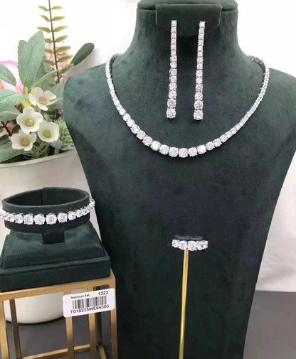 4pcs Bridal Cubic Zirconia Jewelry Sets For Women Party Luxury Dubai Nigeria CZ Crystal Wedding Jewelry Sets