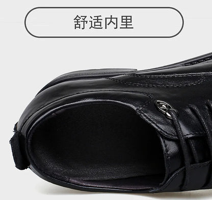 Leather Casual Elevator Shoes for Men 10cm Invisible Height Increase Casual Sneakers Business Formal Shoes