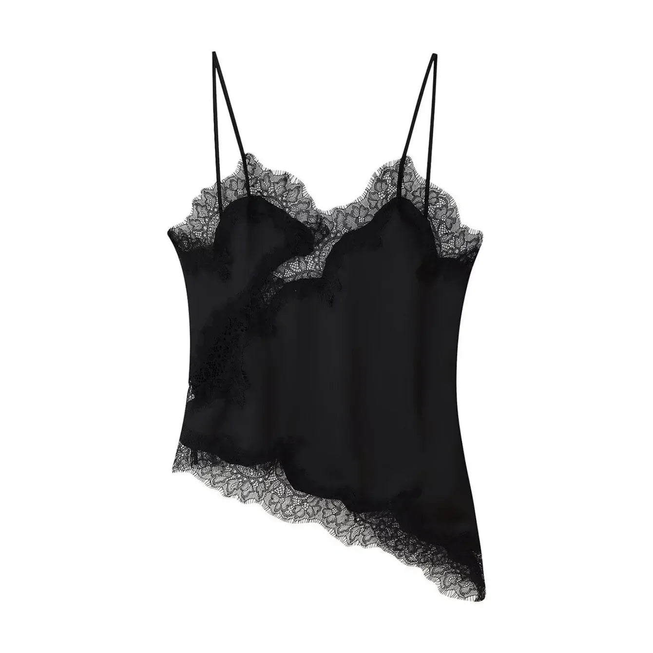 Lace Patchwork Short Camisole Stain Tops For Women Sexy Backless Tops Summer Sleeveless Women Straps Beach Top Female