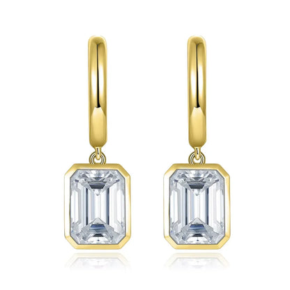D VVS Emerald Moissanite Drop Earrings for Women GRA Certified Solid 925 Silver Plated 18k White Gold Hoop Drop Earring