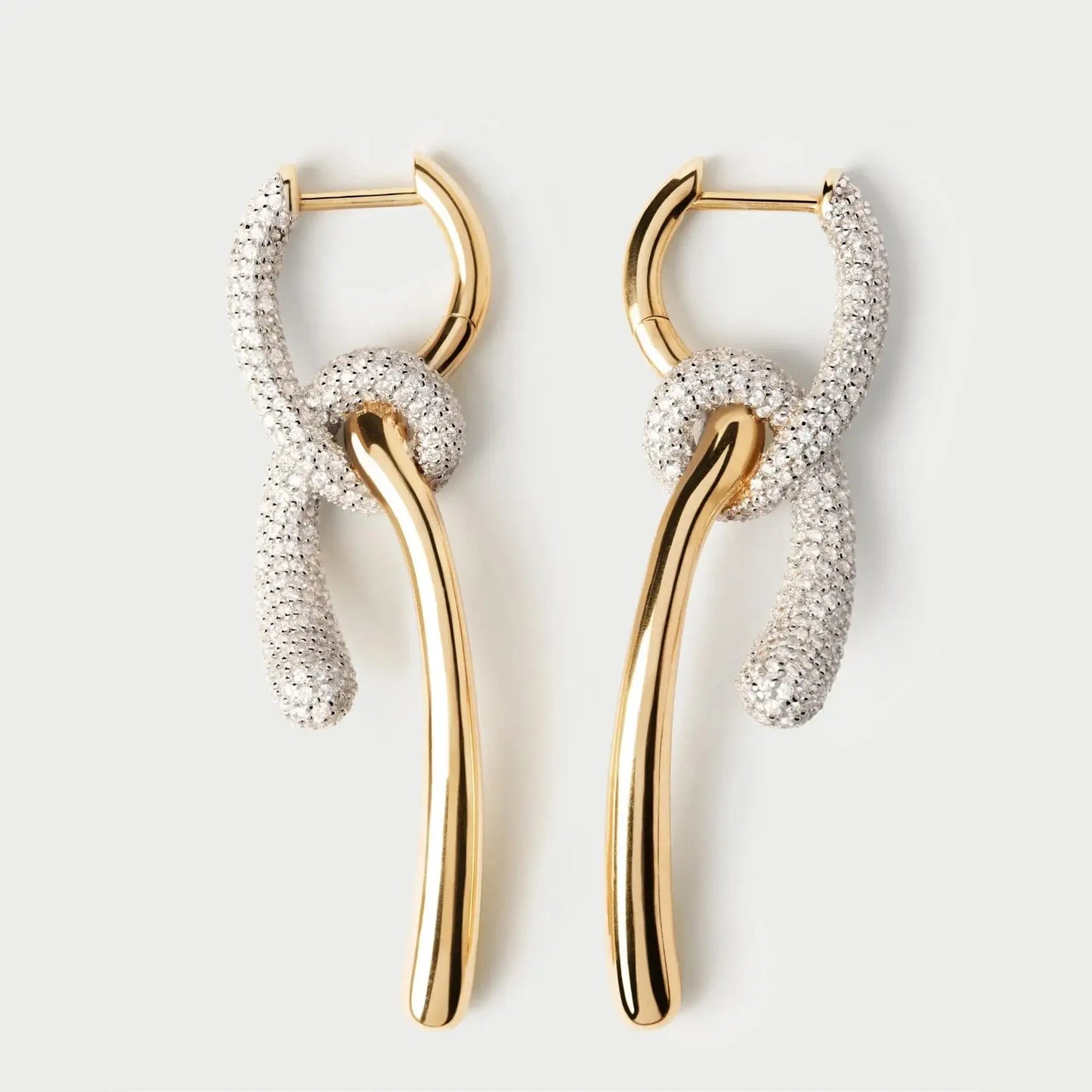 Gold Silver Diamond Crystal Knotted Designer Luxury Earrings Woman Europe Fashion Jewelry Holiday Gifts