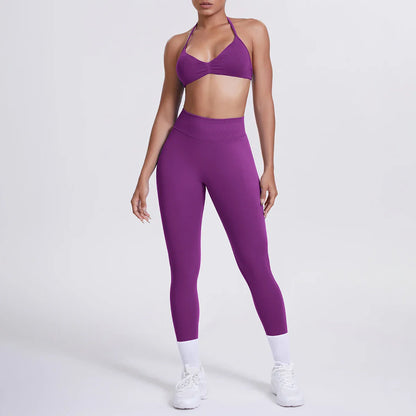 Women 2pcs Patchwork Sport Yoga Suit Training Sleeveless Sport Gym Tops Tummy Control Slimming Booty Leggings Yoga Suit Sports