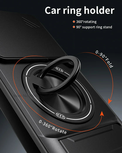 15T/15T Pro Armor Case For Xiaomi 15T Pro Case Shockproof Slide Lens Protector Phone Cover For Xiaomi 15T Case Fundas With Ring