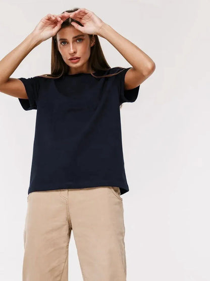 Summer 100% Cotton Women's T-shirt Bottoming Basic Fashionable Solid Lady Short Sleeve Loose Tops Shirts 230g/㎡ Tops