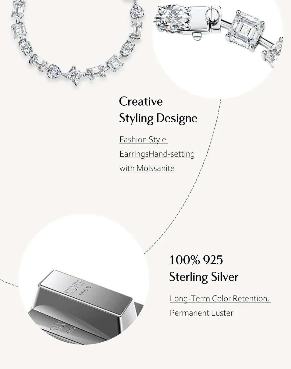 D Color All Moissanite Bracelet for Women Men 100% 925 Sterling Silver Diamong Wedding Bridal Luxury Hand Jewelry Gift