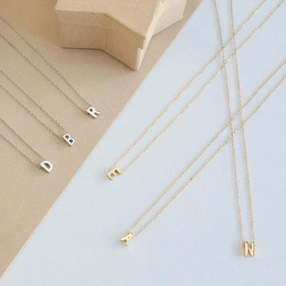 Fashion Tiny Initial Necklace Gold Silver Color Cut Letters Single Name Choker  For Women Pendant