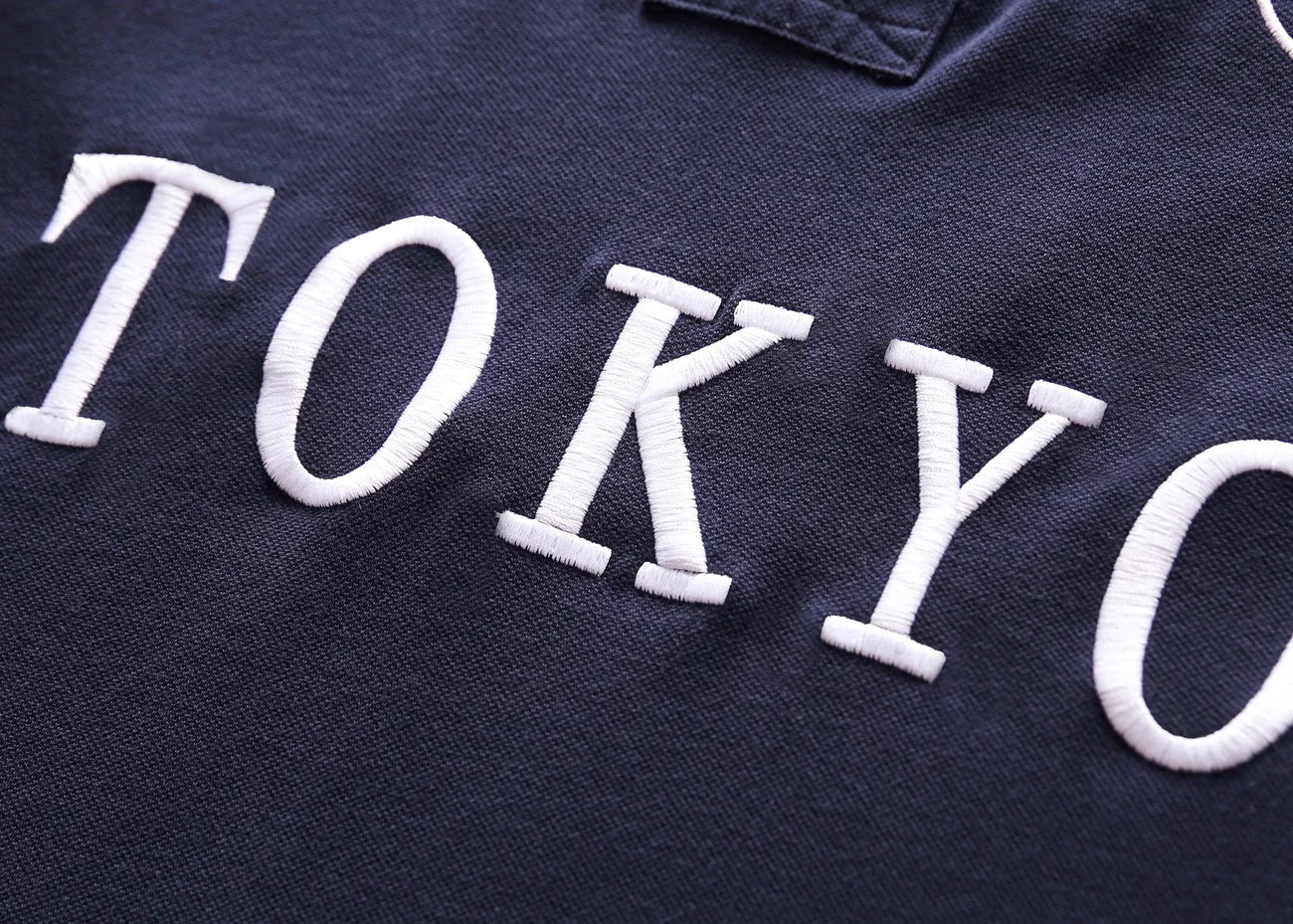 Men's polo shirt Tokyo Japan Royal short sleeve leisure sports party cotton embroidered luxury contrast color original design