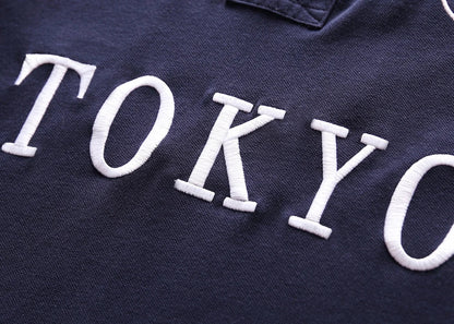 Men's polo shirt Tokyo Japan Royal short sleeve leisure sports party cotton embroidered luxury contrast color original design