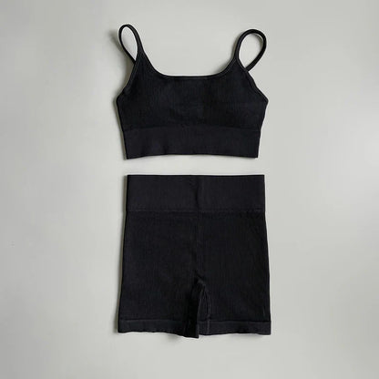 Seamless Yoga Set Gym Suits With Shorts Crop Top Sport Bra Women's Shorts 2 Pieces Set Running Workout Outfit Fitness Clothing