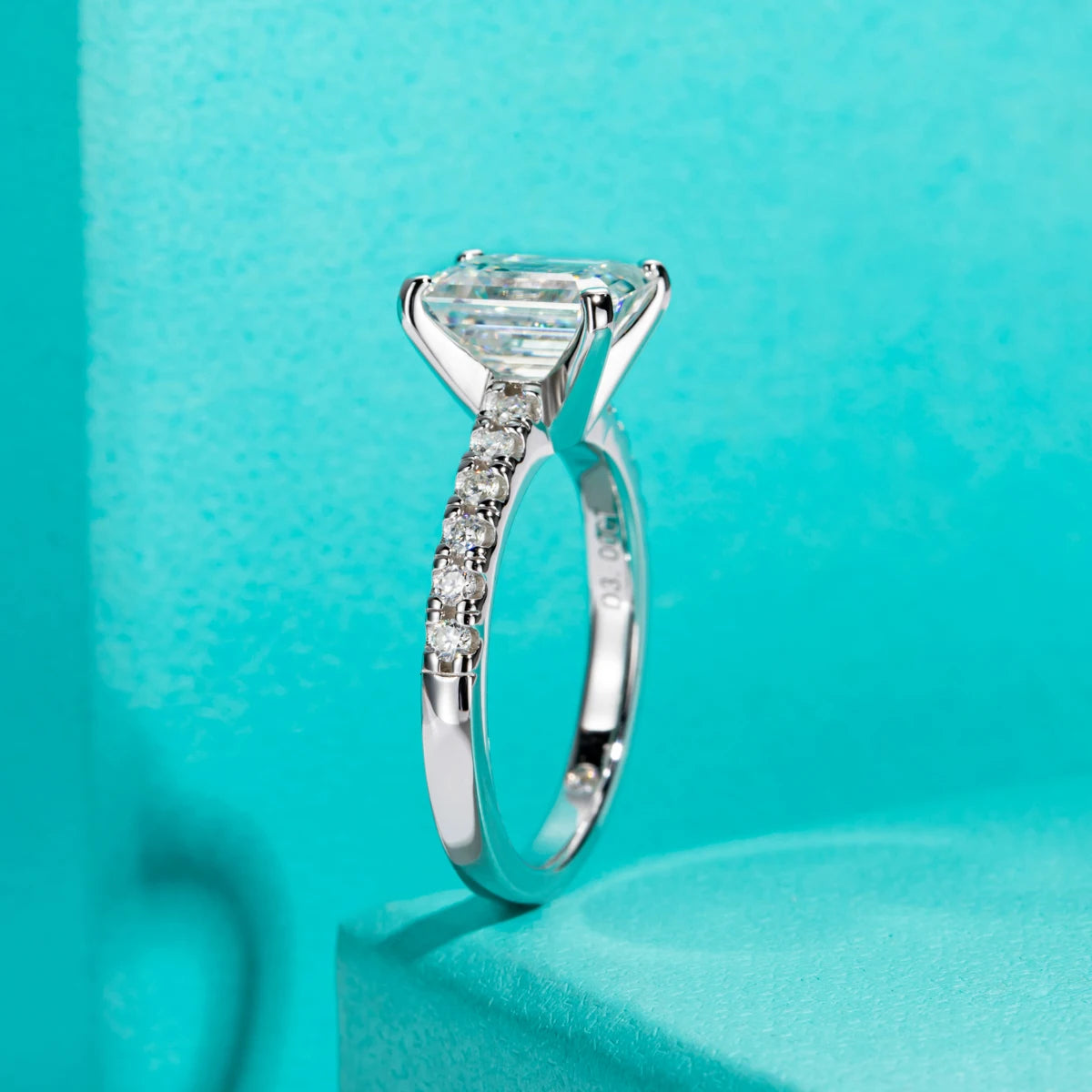 3ct Emerald Cut D Color Moissanite Engagement Rings For Women 925 Sterling Silver Luxury Wedding Ring Jewelry Wholesale