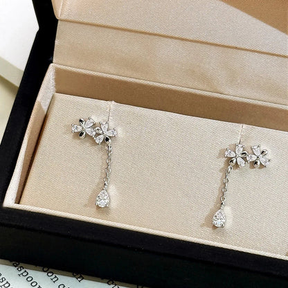 Waterdrop Long Full Moissanite Drop Earrings for Women 100% S925 Silver 0.3carat Pear Cut Lab Diamond Earring with Certificate