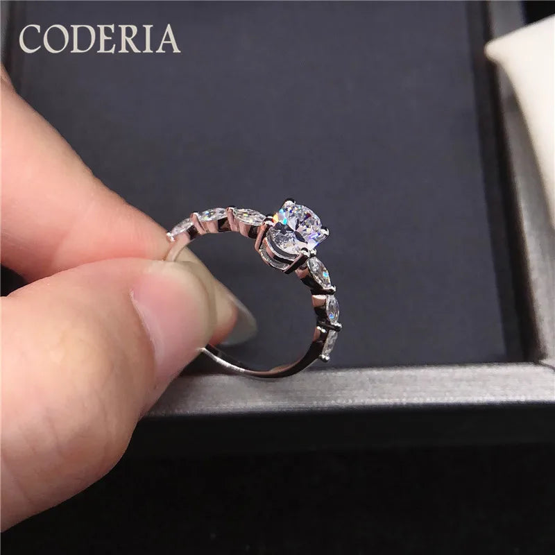 1 CT 2CT Oval Moissanite Ring 925 Sterling Silver Plated 18K Gold Engagement Rings Pass Diamond Test Luxury Moissanite Jewelry