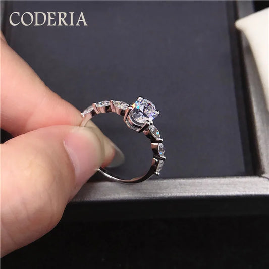 1 CT 2CT Oval Moissanite Ring 925 Sterling Silver Plated 18K Gold Engagement Rings Pass Diamond Test Luxury Moissanite Jewelry