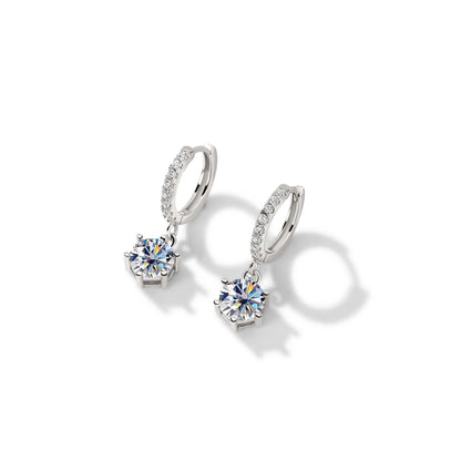 925 Sterling Silver 1 Carat Moissanite Drop Earrings for Women Charm Engagement Fine Jewelry Gift for Female Party Date
