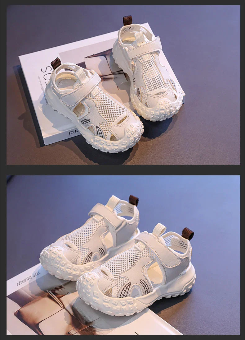 Children's sports sandals 2025new style summer girls' single mesh casual shoes anti-slip boys' closed-toe soft-soled beach shoes