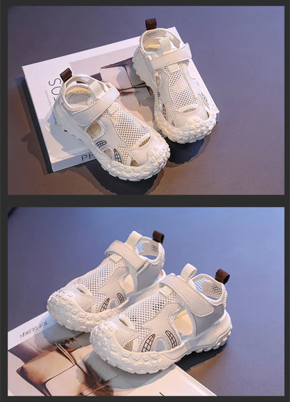 Children's sports sandals 2025new style summer girls' single mesh casual shoes anti-slip boys' closed-toe soft-soled beach shoes