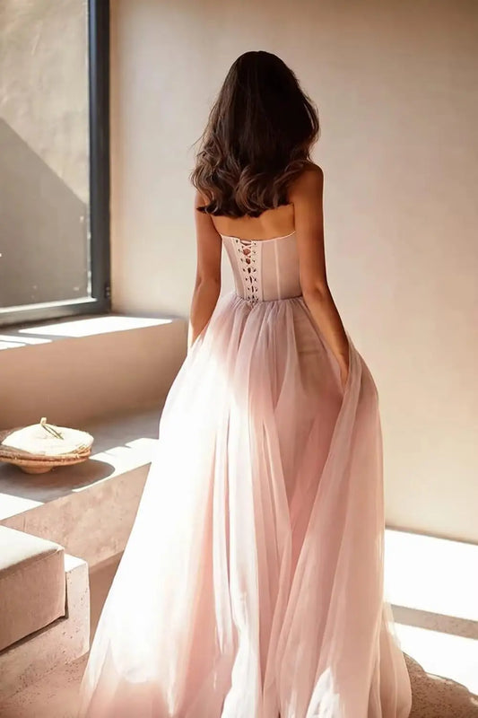 Vestidos de Baile Tomara que Caia Femininos 2026 Vestido de Festa Longo de Tule com Decote Coração para Eventos Formais Vestido de Festa de Luxo