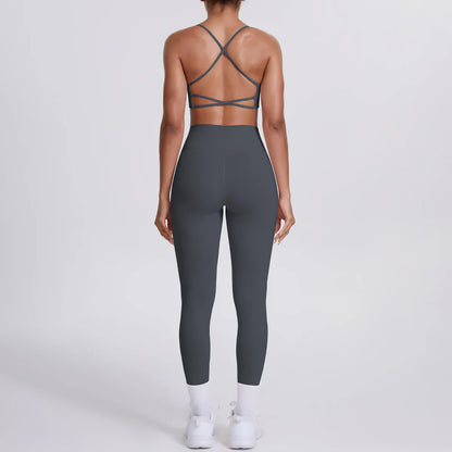 Yoga Suit Sports Set Gym Seamless High Impact Sports Bra Women's High Waist and Hips Tight Peach Buttocks Pants Womens Sportswea