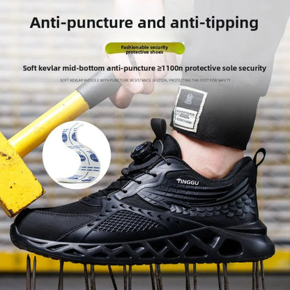 Men's Summer Mesh Labor Protection Shoes Anti-Smashing Wear-Resistant Outdoor Construction Site Protection Work Shoes Anti-Pierc
