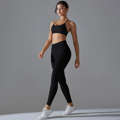 Ribbed Set Woman 2 Piece Seamless Yoga Set Gym Wear Push Up Sports Bra Leggings For Women Workout Outfit Sportswear Tracksuit