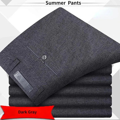 Mens Autumn Thick  Summer Thin Casual Pants Straight Formal Long Trouser Adult Solid Color Flat Design Suit Pant Business GOZBKF