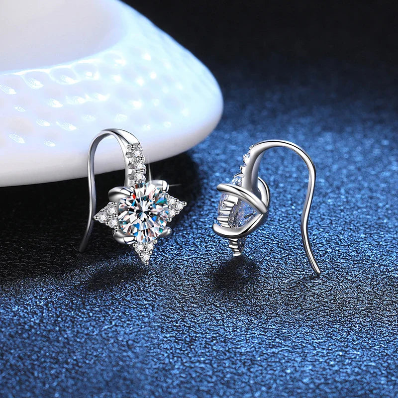 NeeTim 1ct 6.5mm Moissanite Earrings for Women S925 Sterling Silver with Gold Plated Diamond Earring Wedding Party Fine Jewelry
