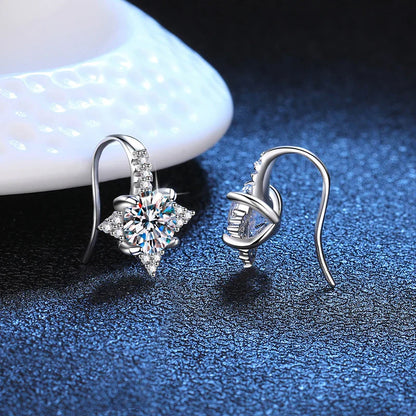 NeeTim 1ct 6.5mm Moissanite Earrings for Women S925 Sterling Silver with Gold Plated Diamond Earring Wedding Party Fine Jewelry