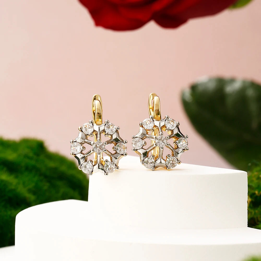 Inlays with hollow design earrings, earrings, copper plated 14K gold fashion jewelry ladies party wedding banquet set gift