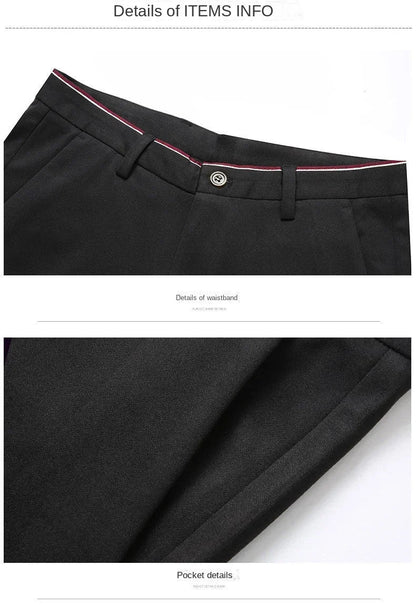 Spring and Autumn Men's Suit Pants Elastic Stretch Dress Pants Slim Male Casual Trousers Straight Leg Formal Black Blue