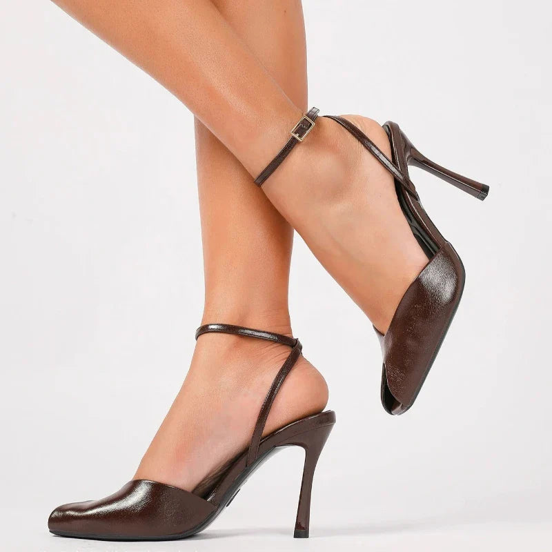 Elegant Peep Toe High Heels Women 2026 New Ankle Buckle Fashion Office Party Shoes Sexy Designer Heeled Sandals Female Pumps