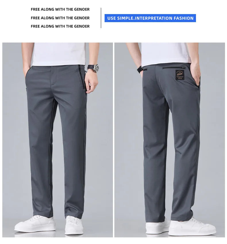 Fashion New in Men's Casual Pants Straight Slim Thin Korean Breathable Comfortable Brand Male Clothing Summer Trousers