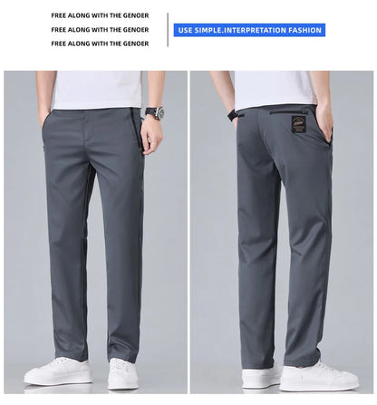 Fashion New in Men's Casual Pants Straight Slim Thin Korean Breathable Comfortable Brand Male Clothing Summer Trousers