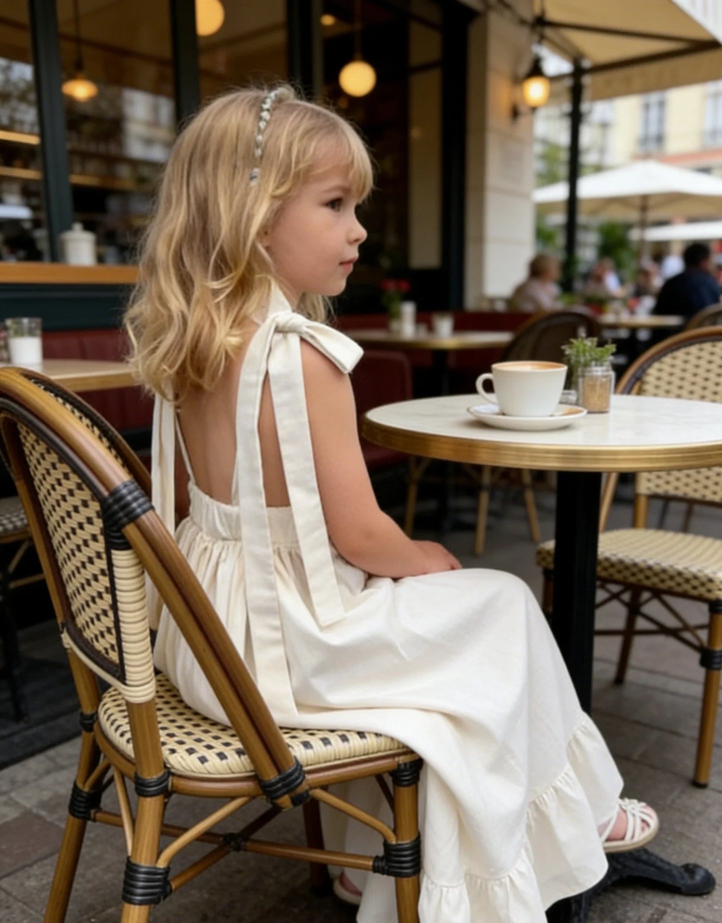 Girls Backless French Style Princess Dress 2026 Russian Girls Spring and Summer Long Sleeveless Dress