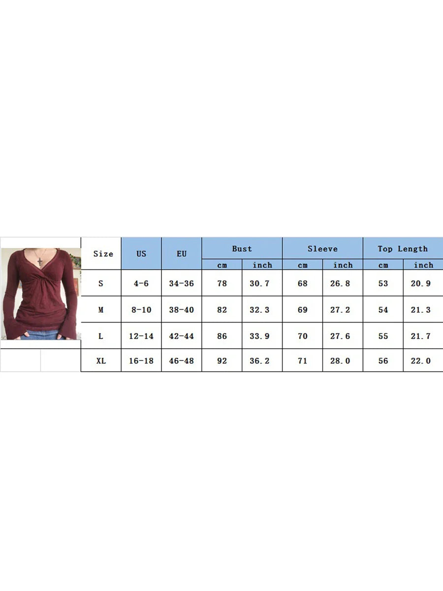 Women y2k Long Sleeve Bodycon T-Shirts Sexy V Neck Low-cut Solid Color Soft Slim Fit Tops Spring Fall Casual Going Out Tee Top