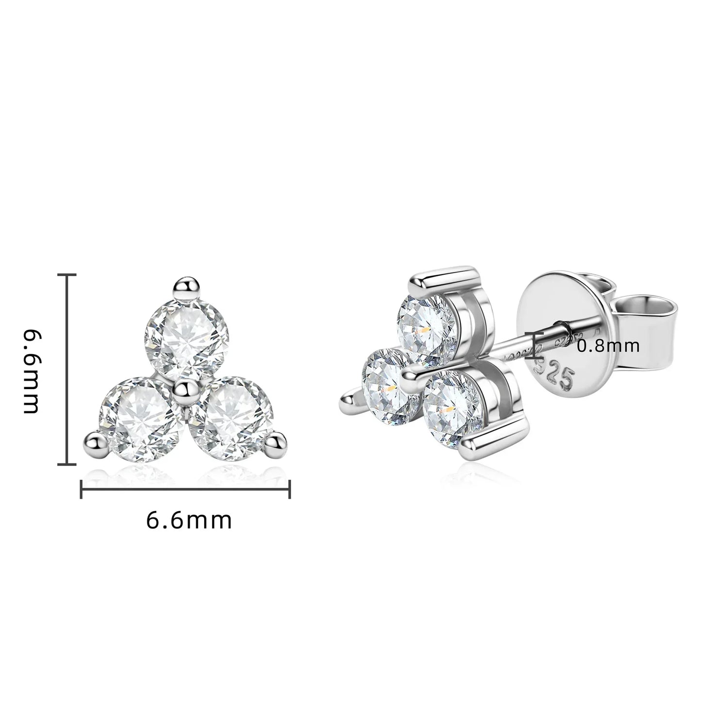 3mm Moissanite Hoop Earrings s925 Sterling Silver Clover Trendy Elegant Wedding Party Eardrop Jewelry Gifts for Women