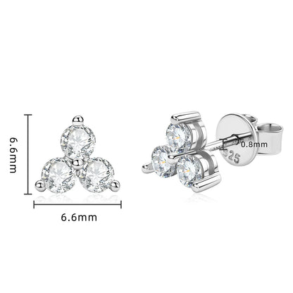 3mm Moissanite Hoop Earrings s925 Sterling Silver Clover Trendy Elegant Wedding Party Eardrop Jewelry Gifts for Women