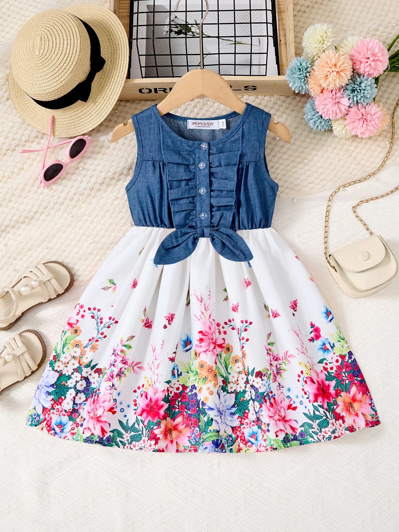New Summer Children Dresses With Bow Print Casual Dress Outdoor Carnival Birthday Party Girl Clothes Cute Girl Skirt 2-10Y